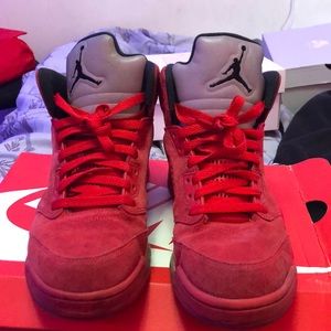 Jordan 5 red suede